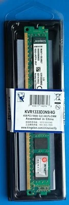 4 GB DDR3 1333 MHz 1 BANCO DI MEMORIA RAM KINGSTON 1,5V DIMM PC3 DESKTOP - Immagine 1 di 4