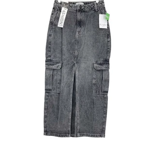 Falda vaquera LOVE, FIRE para mujer negra Acid Was cargo junior talla 3 abertura frontal nueva con etiquetas - Imagen 1 de 11