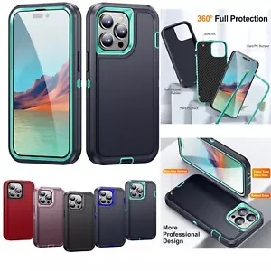 For iPhone 14 13 12 Pro Max 11 XR 15 16 Phone Case Heavy Duty Shockproof Cover - Picture 1 of 42
