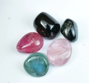 5 Pcs Natural Bi-Color Tourmaline Untreated AGL Certified Nigeria Loose Lot - Picture 1 of 6