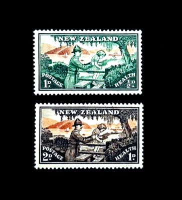 Lote de Selos NOVA ZELÂNDIA - 1946 Soldado Militar e Criança Sn B28-29 MVLH  - Imagem 1 de 2