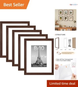 Stylish Brown 8x10 Picture Frame Set of 5 - Easy Mounting & Gift Ready - Picture 1 of 8