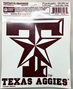 Texas A & M AGGIES T with STAR Logo Vinyl Static Cling Decal 2 Sizes Available! - Picture 1 of 1