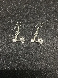 Scooter Vespa Lambretta Silvertone Earrings Bike Mod Ska - Picture 1 of 1