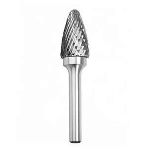 1/4" Shank Carbide Burr Bit,9/16" Head Tree Shape Double Cut Tungsten Steel C... - Picture 1 of 8