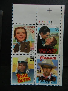 US SC# 2445-2448 25c Classic Films Plate Block [4] MNH - Picture 1 of 3