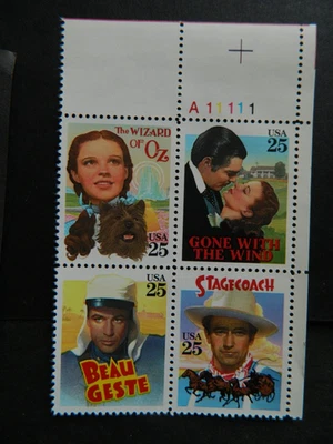 US SC# 2445-2448 25c Classic Films Plate Block [4] MNH - Image 1 of 3