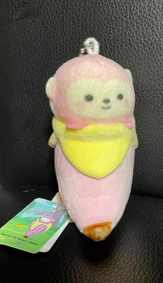 NEW TAKASHOJI Supermini 3in Pink Monkey In Banana Keychain Plush Round1 - Image 1 of 4