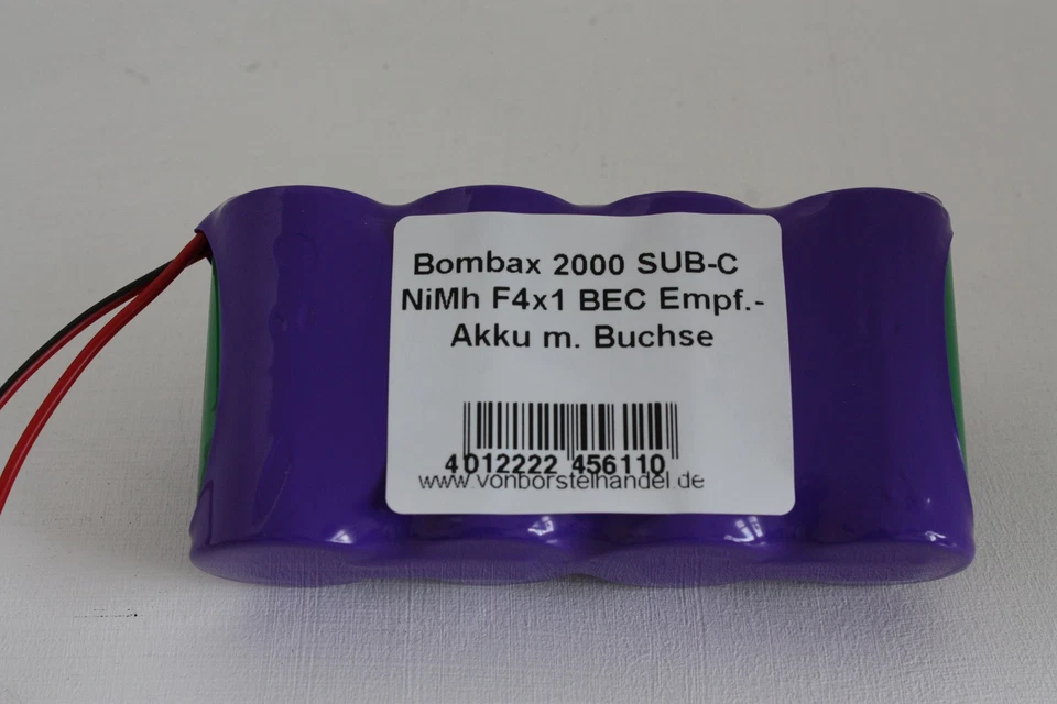 Bombax 4,8V/2000mAh SubC NiMh F4x1 4er Reihe BEC Empfänger m. Buchse - Bild 1 von 1