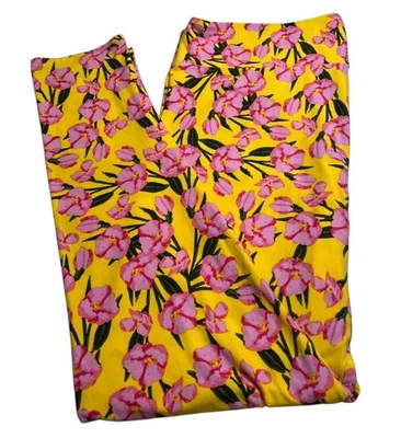 Leggings LuLaRoe TC2 Alto Curvilíneo 2 Floral AMARILLO Tropical Colorido Jardín Informal Foto 1 de 4