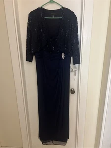 Nuevo con etiquetas Vestido Mujer R&M Richard’s 2 Piezas Azul Marino Madre de la Novia Talla 18 - Imagen 1 de 10