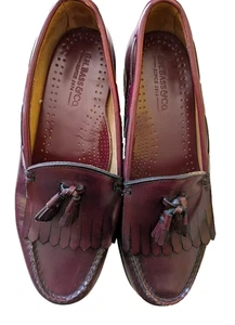 Zapatos Mocasines Bass Weejuns Borgoña Cuero Borla Para Hombre Talla 9.5 E Heritage  - Imagen 1 de 12
