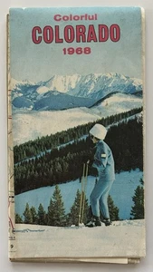 Copertura sci mappa stradale autostrada statale Colorado colorata 1968 vintage - Foto 1 di 3