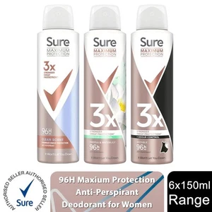 Sure Damen Antitranspirant 96H maximaler Schutz Deo 6x150ml, wählen Sie Ihren Duft - Bild 1 von 38