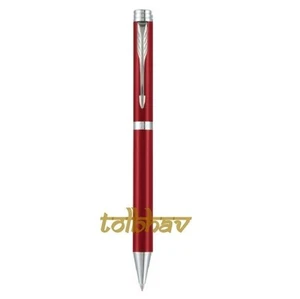 Parker Folio Standard Ball Point Pen Chrome Trim Red Body Fine Nib Blue Ink BP - Picture 1 of 3