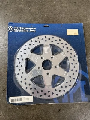 Performance Machine Right Side Twisted Brake Rotor Harley Chopper FXR Dyna  - Image 1 of 3