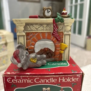 Night Before Christmas Keramik Kerzenhalter Maus Kamin OVP - Bild 1 von 10