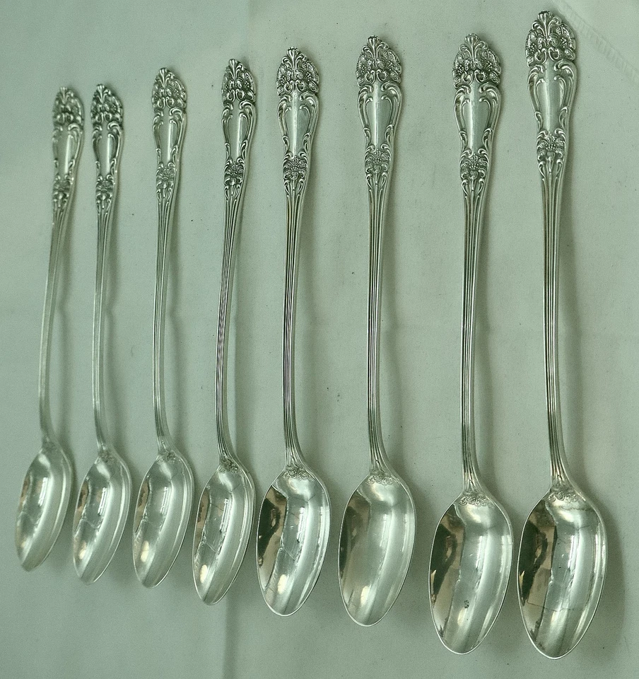 Reed & Barton TIGER LILY 1901 8 Art Nouveau iced tea spoons - Image 1 of 4