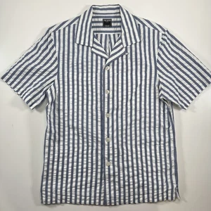 TODD SNYDER Kurzarm gestreiftes Hemd Camp Kragen Herren klein blau weiß Taschen - Bild 1 von 17