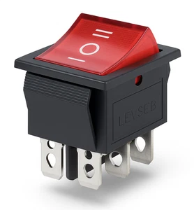 Wippenschalter mit Beleuchtung Ein-Aus-Ein, 6pin Wechselschalter 16A 250~ - Bild 1 von 6