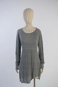 GRIZAS 100% Washed Linen Tunic Dress Gray Long Sleeve XL - Picture 1 of 14