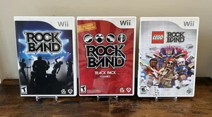 Nintendo Wii 3 Game Lot - Rock Band, Track Pack Volume 2, & Lego Rock Band CIB - Picture 1 of 10