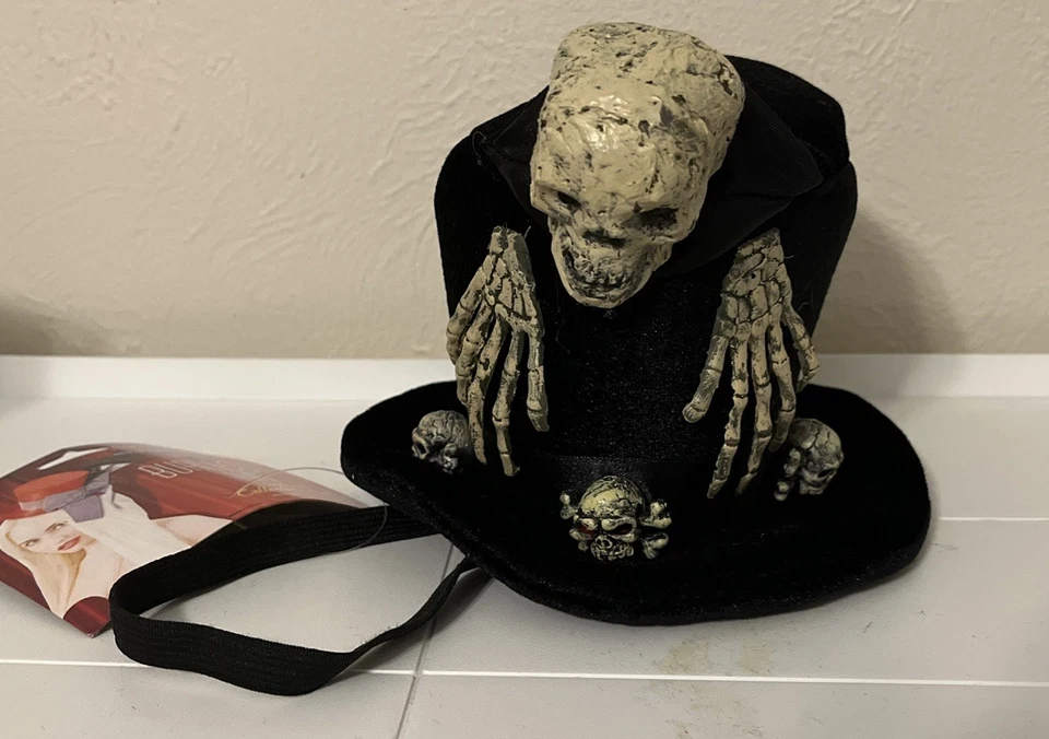 Victoriano Mini Espuma Negro Gótico Disfraz Cementerio Sombrero - Calaveras - Nuevo con Etiquetas - OSFA Foto 1 de 4