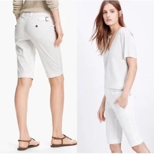 Vince women's size 12 White Stretch Cotton Side Buckle Bermuda Shorts $195 - Picture 1 of 12