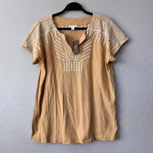 NWT J.Jill Pure Jill Elements Embroidered Tunic Top Small Soft Peach MTW NWT - Picture 1 of 7