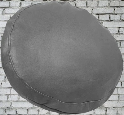 GENUINE New GRAY ROUND Leather Cover 100% Pure Lambskin Pillow Cushion Cover - Image 1 of 2