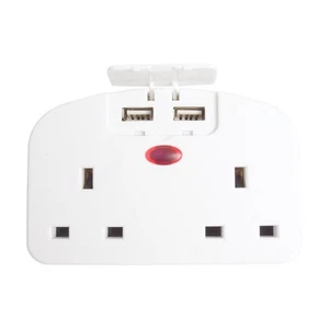 Doppel Reise Adapter UK Stecker auf USA Konverter USB Steckdosen Urlaub Geschäftsreise - Bild 1 von 1