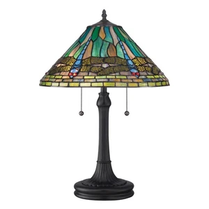 Quoizel TF1508TVB l King Tiffany 24" 2-Light Table Lamp in Vintage Bronze Finish - Picture 1 of 4