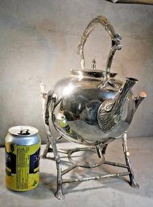 Antique Silver Plated Spirit Tea Kettle & Tipping Stand. - Picture 1 of 23