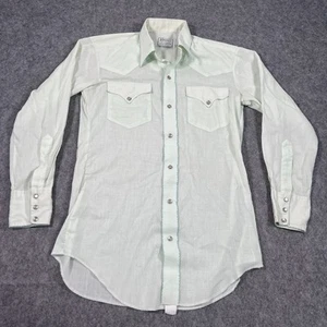Camicia western uomo vintage anni 60 H Bar C bianca perla bottoni a pressione taglia 15 - Foto 1 di 6