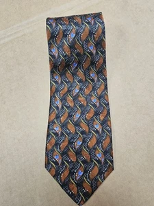 Corbata de cuello Robert Talbott Best Of Class para hombre bronce, negro, flor púrpura 100 % seda - Imagen 1 de 12