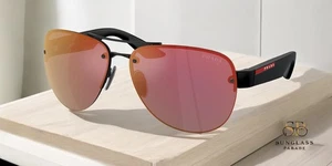 PRADA LINEA ROSSA PS 55YS 1BO10A Matte Black Grey Mirror 64 mm Men's Sunglasses - Picture 1 of 2