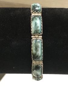 VTG IVAR HOLTH of Norway Style S/S Enamel Scene Panel Link Bracelet - Foto 1 di 13