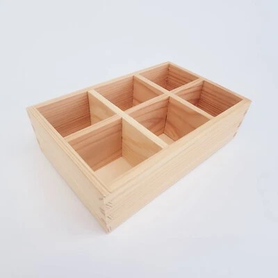 Wooden box with six compartmets, wooden desk organizer, Unpainted for Decoupage - Image 1 of 4