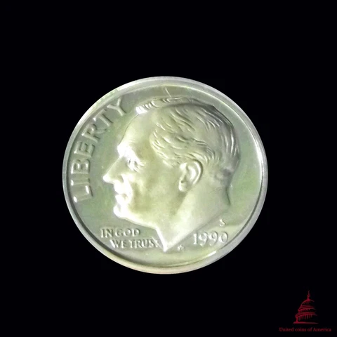 1990-S Roosevelt 10 Cents Proof PCGS PR69DCAM Cover