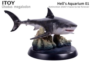 Statua scena megalodonte Itoy con base espositore giocattolo da collezione modello 1/35 STOCK - Foto 1 di 7
