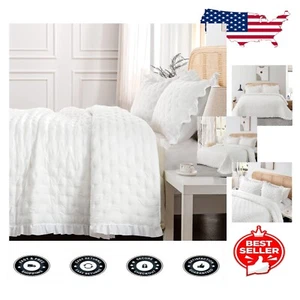 Soft Warm Reversible Quilt Set - King Size Coverlet | Elegant Circle Design - Picture 1 of 8