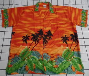 NWT Rainforest Cafe: Hawaiian Shirt  100% POLYESTER MEN'S XL ORANGE - Picture 1 of 9