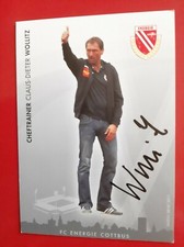 FOOTBALL card head coach CLAUS-DIETER WOLLITZ team FC ENERGY COTTBUS signed