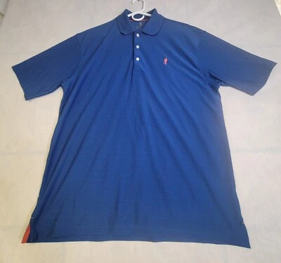 Camisa polo de golf Payne Stewart grande 100 % poliéster silueta grande en la espalda azul Foto 1 de 4