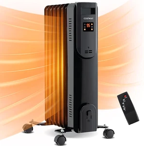 Oil Filled Radiator Heater, 1500W Electric Radiant Space Heater with Adjustable - Picture 1 of 9