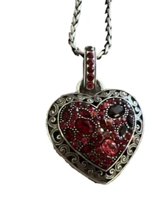 Brighton Crystal Voyage RED BERRY Hues Swarovski Crystal Heart Necklace Vintage - Picture 1 of 10