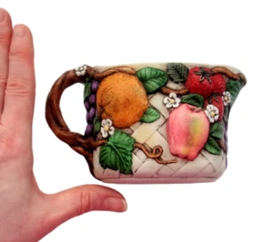 Vintage Floral Milk Jug Apple Pear Pitcher Fruit Milk Jug Coffee Lover Gift NEW - Picture 1 of 10