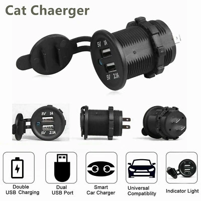 Dual USB Port Car Cigarette Lighter Socket Splitter Charger Power Adapter 12V/24 - Image 1 of 4