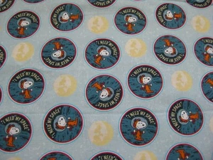 Peanuts Snoopy Astronaut Need My Space Fabric Fat Quarter 18 Inches x 21 Inches - Picture 1 of 4