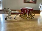 ANTIQUE HEAVY CAST IRON TOY HORSE & ICE WAGON CART STAGE COACH HUBLEY VINTAGE